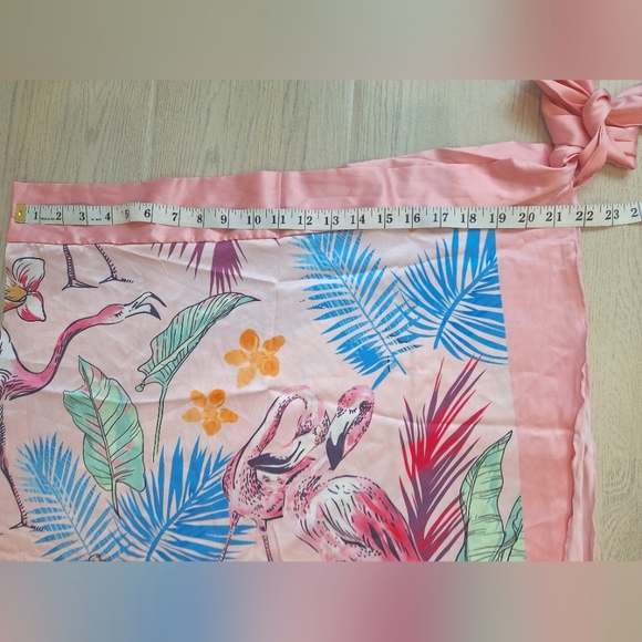 Tropical flamingo print swimsuit cover up/sarong/skirt with ties - one size - Picture 4 of 10